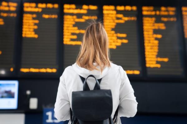 A passenger at Waterloo train station, as train strikes occur 