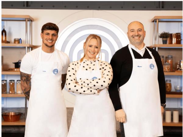 Luca Bish, Amy Walsh and Wynne Evans on Celebrity MasterChef