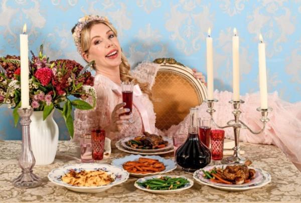 Pictured: Gousto's ambassador, comedian Katherine Ryan recreated mouthwatering moments from Lady and the Tramp and Bridgerton. Three in ten Brits say they have been inspired to cook meals they?ve seen on Netflix shows and other TV and streaming services. New research shows that watching characters cook on top dramas leads many of us to head to the kitchen ourselves in a bid to recreate recipes which wowed on-screen. Indeed, a quarter - 22 per cent - credit TV shows and films with making them more creative cooks. SEE OUR COPY FOR DETAILS.  Solent News & Photo Agency UK +44 (0) 2380 458800