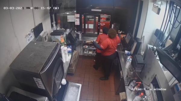 Jack-in-the-Box employee caught on camera shooting at customer during dispute over curly fries (Credit: Attorney Randall Kallinen) In the video, you can see the employee, identified as Alo<em></em>nniea Fantasia Ford, and another employee talking with Ramos through the drive-thru window. Ford is seen getting angry and then throws ice and ketchup packages at Ramos during the argument. You then see Ford walk away briefly, grab the gun from her pocket, walk back and point it out the drive-thru window. Ramos and his family speed off, but you then see Ford lean out and fire a couple of shots at the truck. https://wpde.com/news/nation-world/video-jack-in-the-box-employee-caught-on-camera-shooting-at-customer-during-dispute-over-curly-fries-pregnant-wife-houston-texas-bush-intercontinental-airport