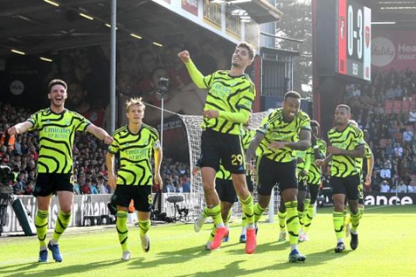 Kai Havertz celebrates scoring a goal for Arsenal