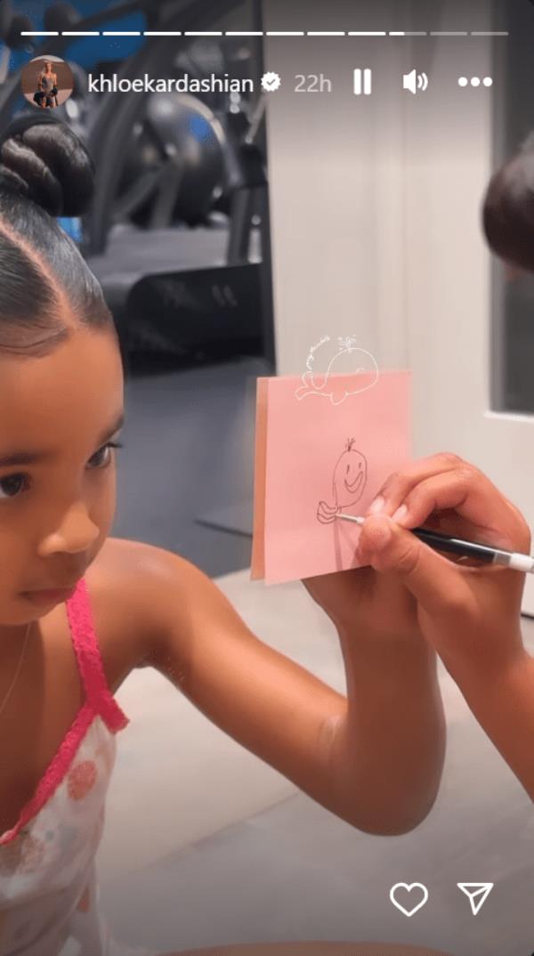 True Thompson trolls mum Khloe Kardashian by drawing her phobia, whales