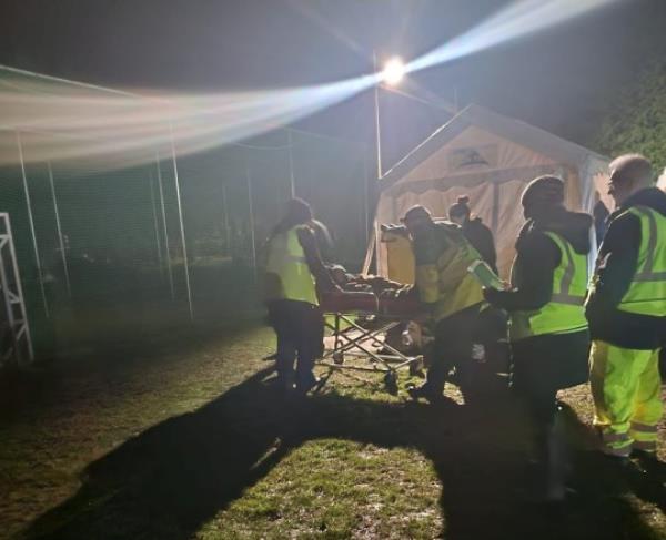 One injured person was wheeled away on a stretcher by paramedics (Picture: SWNS)