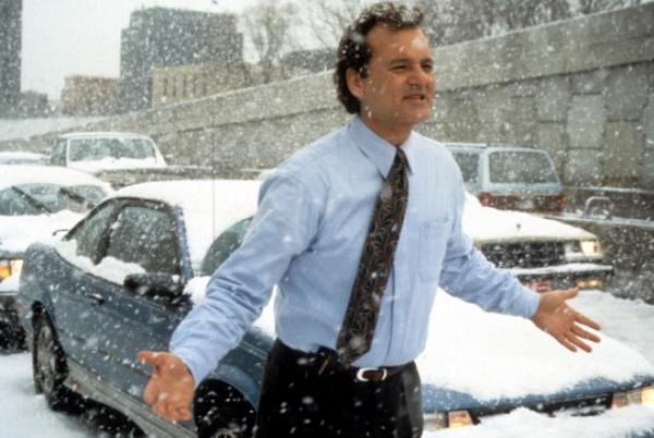 Bill Murray in Groundhog Day.