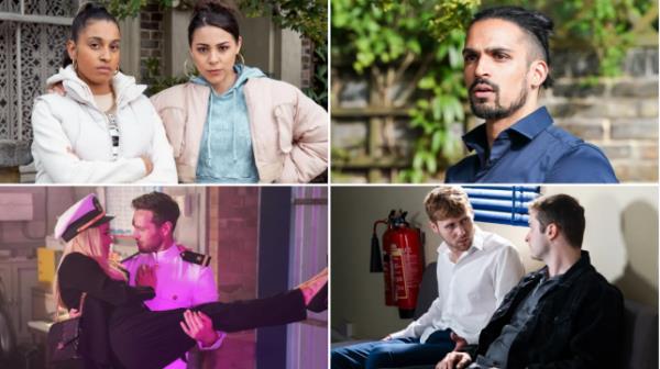 Priya, Avani, Ravi, Keanu, Sharon Jay and Ben in EastEnders