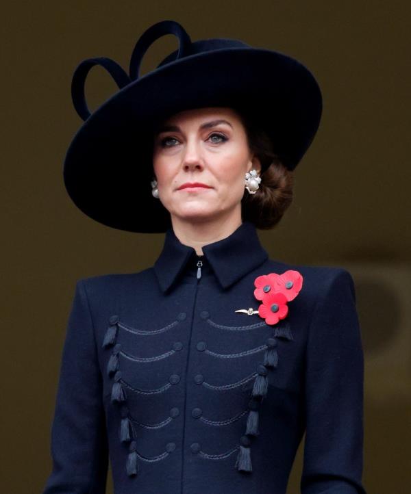 Catherine, Princess of Wales attends the Natio<em></em>nal Service of Remembrance at The Cenotaph.