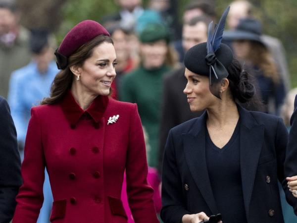 Kate Middleton and Meghan Markle attend Christmas Day Church service at Church of St Mary Magdalene on the Sandringham estate on December 25, 2018.