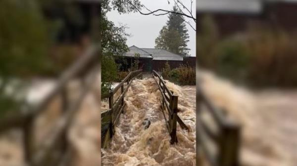 Water flowing over a bridge on the Rottal Estate in Glen Cova, Angus.