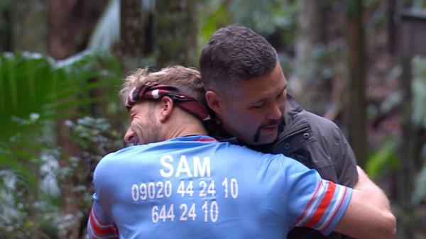 Sam Thompson and Tony Bellew hug on I'm A Celeb